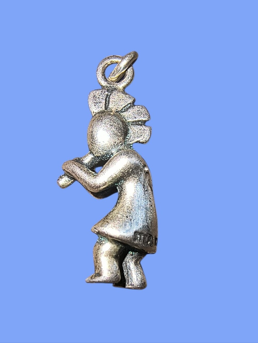 Sterling Silver Signed Kokopelli Flute Player Charm Pendant